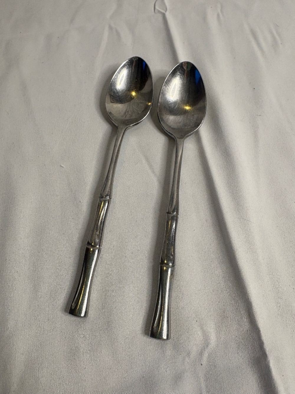 Set of 2 REED & BARTON Rebacraft Royal Bamboo Japan Stainless Soup Spoons